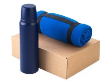 Подарочный набор с термосом и пледом Serenity, синий