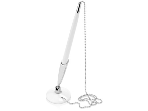 Ручка шариковая на подставке Холд, белый с нанесением логотипа с нанесением логотипа