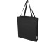 Madras эко- сумка с ластовицей из переработанного хлопка, сертифицированного согласно GRS, плотностью 140 г/м² - сплошной черный с нанесением логотипа с нанесением логотипа
