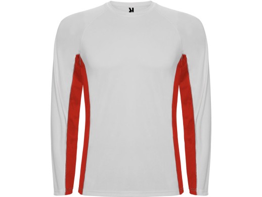 Футболка Shanghai  мужская с длинным рукавом, белый/красный с нанесением логотипа с нанесением логотипа