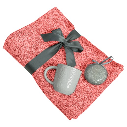 Подарочный набор HOLIDAY: плед, кружка, шар новогодний, коробка; красный -  39525/08