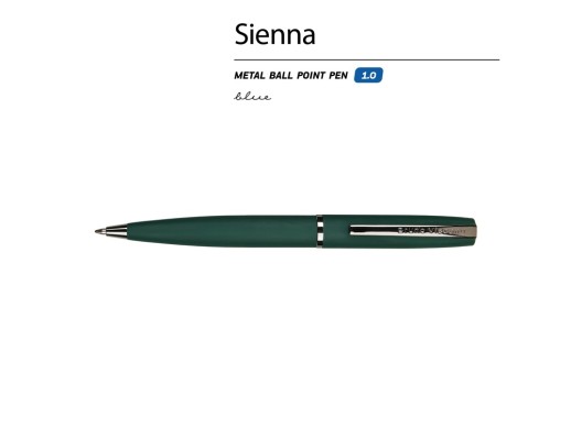 Ручка металлическая шариковая Sienna, софт-тач, 1.0 мм, зеленая
