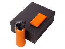 Подарочный набор с бутылкой для воды и повербанком С2, 10000 mAh, оранжевый