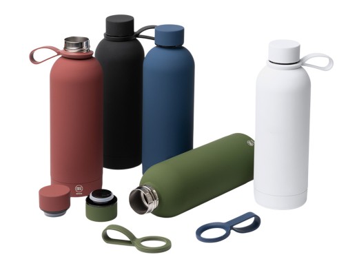 Термобутылка из переработанной нержавеющей стали 500 мл Сивас (SIVAS), темно-красный с нанесением логотипа с нанесением логотипа