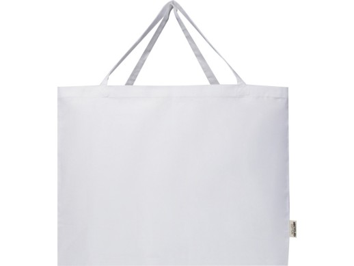 Odessa большая эко-сумка из переработанного хлопка, сертифицированного согласно GRS, плотностью 220 г/м² - Белый с нанесением логотипа с нанесением логотипа
