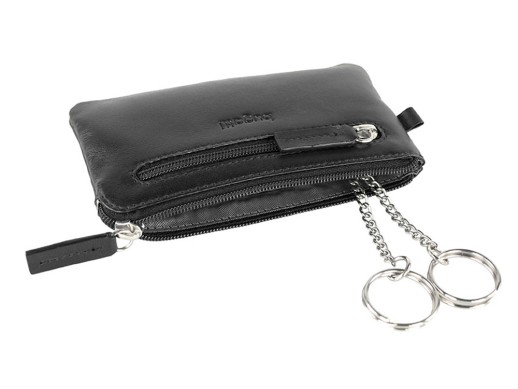 Ключница BUGATTI ПЕРВЫЙ | PRIMO, чёрная, натуральная воловья кожа, 12,5х0,5х7 см с нанесением логотипа с нанесением логотипа