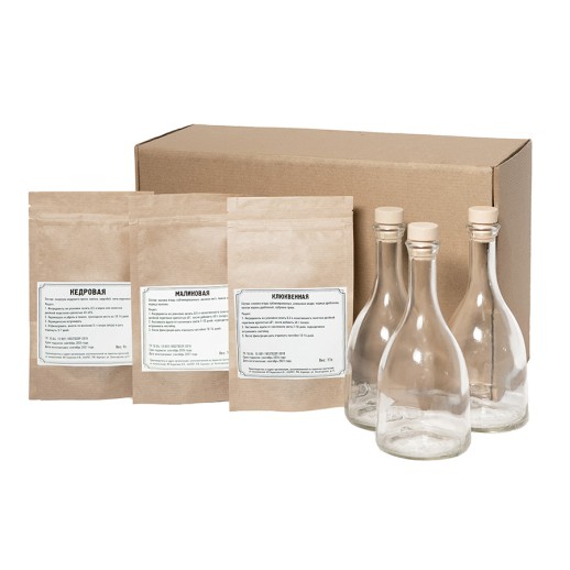Набор Сам себе сомелье для приготовления авторских напитков Кедровая, Малиновая, Клюквенная настойки , 39478 с нанесением логотипа с нанесением логотипа