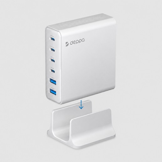 Зарядная станция 4xUSB Type-C, 2xUSB, PD, QC, 160Вт, белый, Deppa с нанесением логотипа с нанесением логотипа