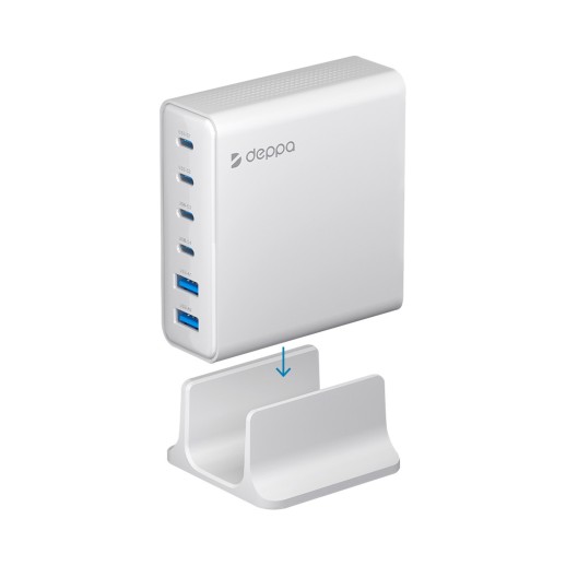 Зарядная станция 4xUSB Type-C, 2xUSB, PD, QC, 160Вт, белый, Deppa с нанесением логотипа с нанесением логотипа