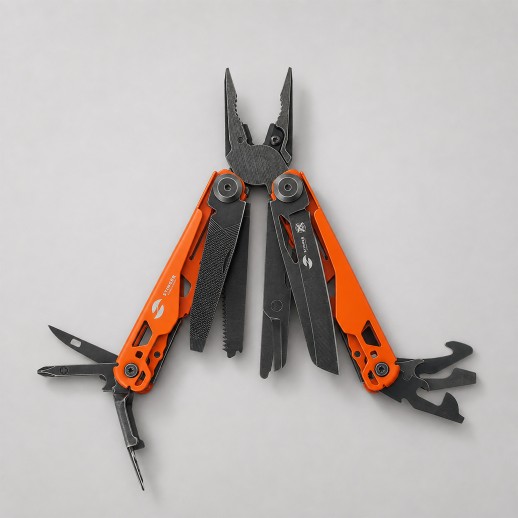 Мультитул Stinger, 107 х 19 мм, 19 функций, сталь, оранжевый корпус, стоунвош, в картонной коробке, в комплекте нейлоновый чехол с нанесением логотипа с нанесением логотипа