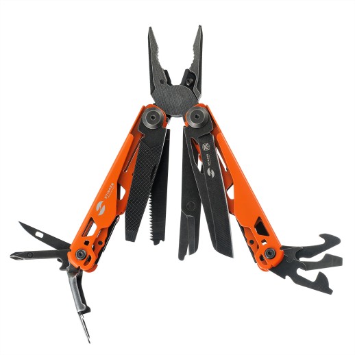Мультитул Stinger, 107 х 19 мм, 19 функций, сталь, оранжевый корпус, стоунвош, в картонной коробке, в комплекте нейлоновый чехол с нанесением логотипа с нанесением логотипа