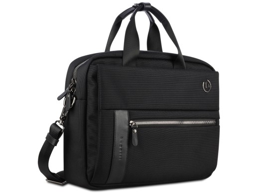 Портфель мужской BUGATTI НЕРО | NERO 15'', чёрный, нейлон 1680D/кожа, 42х10х30 см с нанесением логотипа с нанесением логотипа