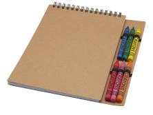 Doodle блокнот формата А5 с мягкой обложкой на спирали и набор мелков - Натуральный