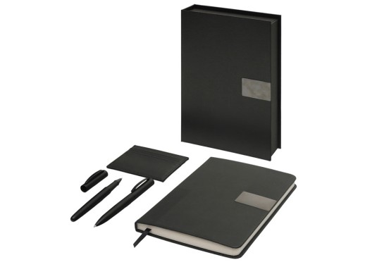 Подарочный набор Goethe с блокнотом А5, 2-мя ручками и картхолдером, черный