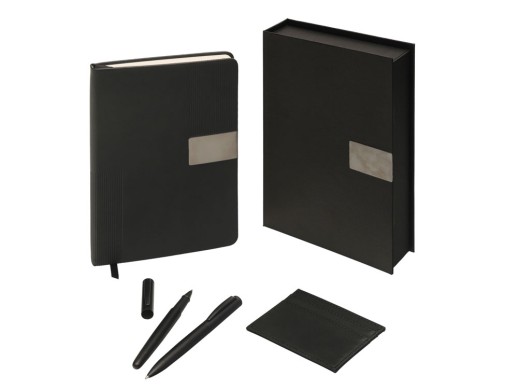 Подарочный набор Goethe с блокнотом А5, 2-мя ручками и картхолдером, черный