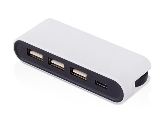 USB-хаб Hubix с коннектором 2-в-1 USB-C и USB-A, 2.0, белый с нанесением логотипа с нанесением логотипа