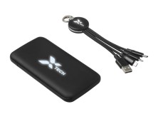 Набор из внешнего акуумулятора и универсального кабеля с подсветкой лого Reserve LED, 10000mAh, черный