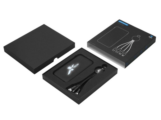 Набор из внешнего акуумулятора и универсального кабеля с подсветкой лого Reserve LED, 10000mAh, черный