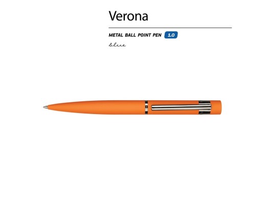 Ручка шариковая автоматическая BrunoVisconti VERONA цвет корпуса оранжевый, soft-touch, 1 мм, синяя с нанесением логотипа с нанесением логотипа
