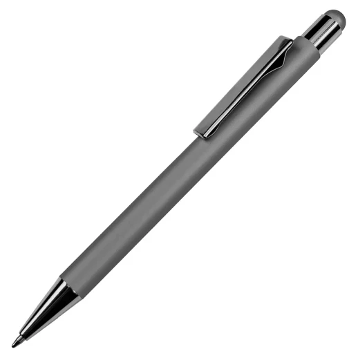 Ручка шариковая FACTOR COLOR со стилусом, серый, металл, пластик, софт-покрытие   40406/29