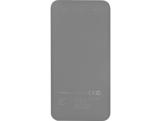 Внешний аккумулятор Rombica NEO PB100 Gray, серый с нанесением логотипа с нанесением логотипа