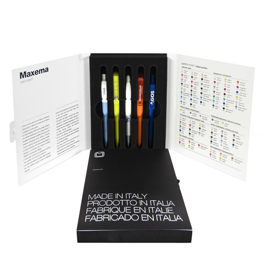 Папка c образцами ручек Maxema mini 1   MMfolder mini 1 с нанесением логотипа с нанесением логотипа