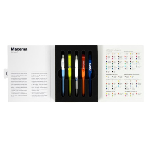 Папка c образцами ручек Maxema mini 1   MMfolder mini 1 с нанесением логотипа с нанесением логотипа