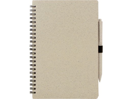 Блокнот А5 Toledo M, бежевый + ручка шариковая Pianta из пшеничной соломы, бежевый