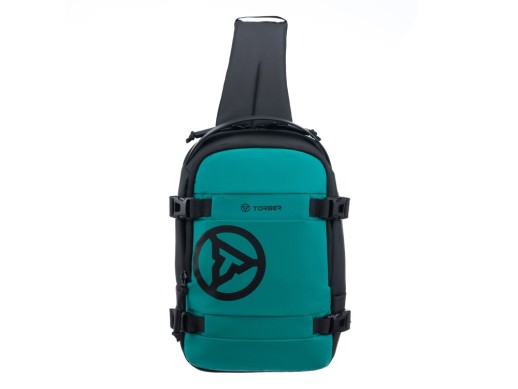 Рюкзак на одно плечо TORBER ЭКСТРИМ, зелёный/чёрный, 20 х 8 х 31 см, 5л с нанесением логотипа с нанесением логотипа