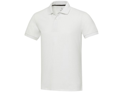 Emerald поло унисекс с коротким рукавом из переработанных материалов Aware™. - Белый с нанесением логотипа с нанесением логотипа