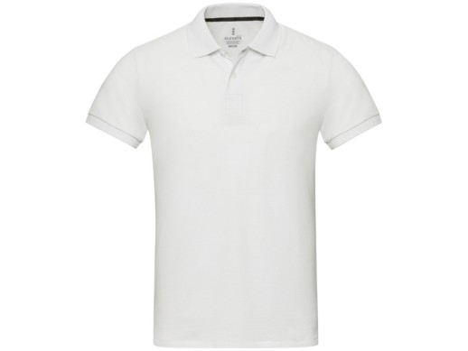 Emerald поло унисекс с коротким рукавом из переработанных материалов Aware™. - Белый с нанесением логотипа с нанесением логотипа