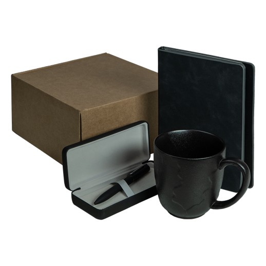 Набор подарочный AUTOGRAPH: кружка, ежедневник, ручка, футляр для ручки, стружка, коробка, черный   39502/35 с нанесением логотипа с нанесением логотипа