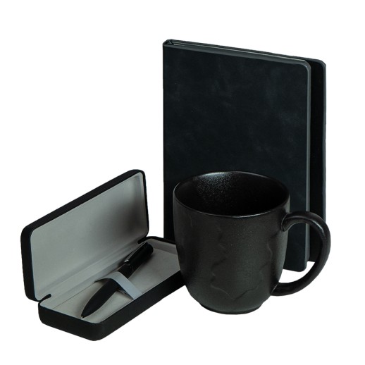 Набор подарочный AUTOGRAPH: кружка, ежедневник, ручка, футляр для ручки, стружка, коробка, черный   39502/35 с нанесением логотипа с нанесением логотипа