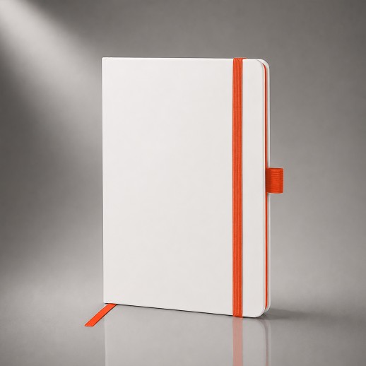 Блокнот ColorNote White, твердая обложка A5, 80 листов, белый и оранжевый с нанесением логотипа с нанесением логотипа