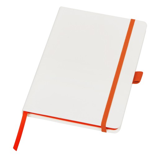 Блокнот ColorNote White, твердая обложка A5, 80 листов, белый и оранжевый с нанесением логотипа с нанесением логотипа