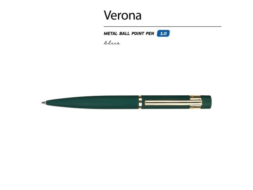 Ручка шариковая автоматическая BrunoVisconti VERONA цвет корпуса зеленый, soft-touch, 1 мм, синяя с нанесением логотипа с нанесением логотипа