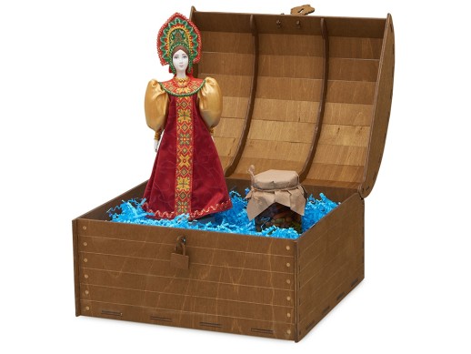 Подарочный набор: кукла фарфоровая, мед, красный