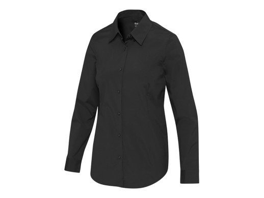 Carnelian женская рубашка из поплина - сплошной черный с нанесением логотипа с нанесением логотипа