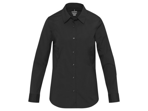 Carnelian женская рубашка из поплина - сплошной черный с нанесением логотипа с нанесением логотипа