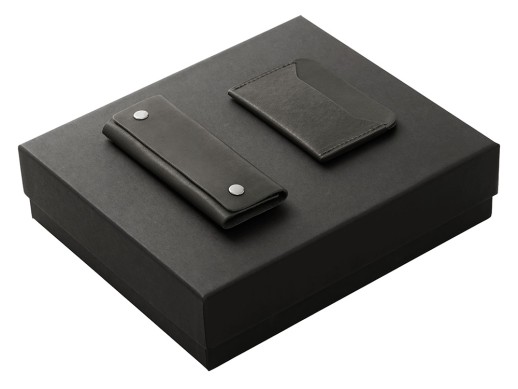 Подарочный набор Long River: картхолдер, ключница (без лого Long River), черная коробка