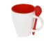 Кружка Авеленго с ложкой, красный с нанесением логотипа с нанесением логотипа