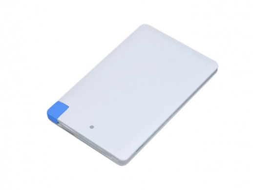 Универсальное зарядное устройство Credit _card1_power_bank под нанесение логотипа в виде кредитной карты, толщина всего 7,5 . 2500MAH. Синий с нанесением логотипа с нанесением логотипа