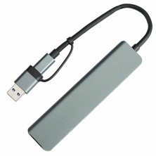 USB-хаб STEM 7 в 1, серый, алюминий   19346/29