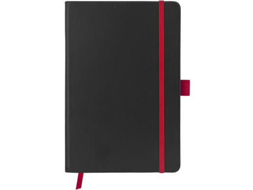 Блокнот ColorNote Black, твердая обложка A5, 80 листов, черный с красным с нанесением логотипа с нанесением логотипа