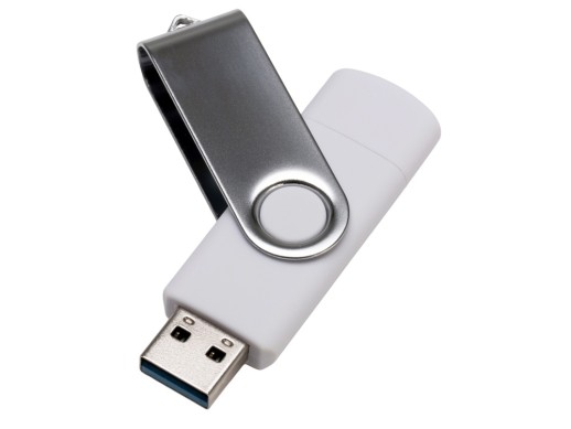 USB3.0/USB Type-C флешка на 32 Гб Квебек C, белый с нанесением логотипа с нанесением логотипа