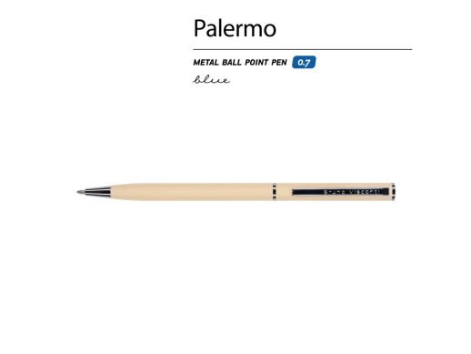 Ручка шариковая автоматическая BrunoVisconti® PALERMO цвет корпуса пудровый, soft-touch, 0.7 мм с нанесением логотипа с нанесением логотипа