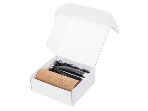 Подарочный набор с термокружкой и бутылкой Water cross, черный с нанесением логотипа с нанесением логотипа