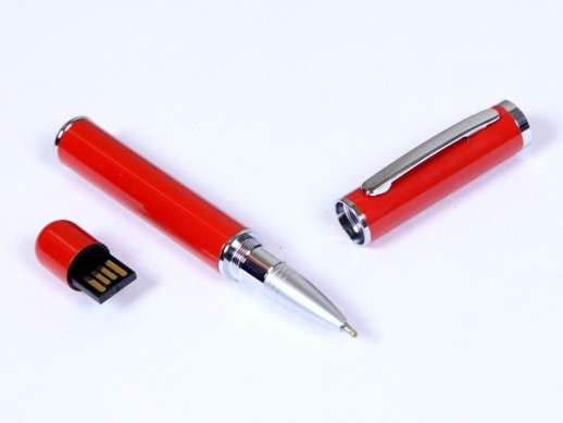 USB-флешка на 64 ГБ в виде ручки с мини чипом, красный с нанесением логотипа с нанесением логотипа