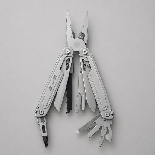 Мультитул Stinger, 113 х 22 мм, 21 функция, сталь, серебристый, в картонной коробке, в комплекте нейлоновый чехол с нанесением логотипа с нанесением логотипа
