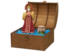 Подарочный набор: кукла фарфоровая, крем-мед, красный